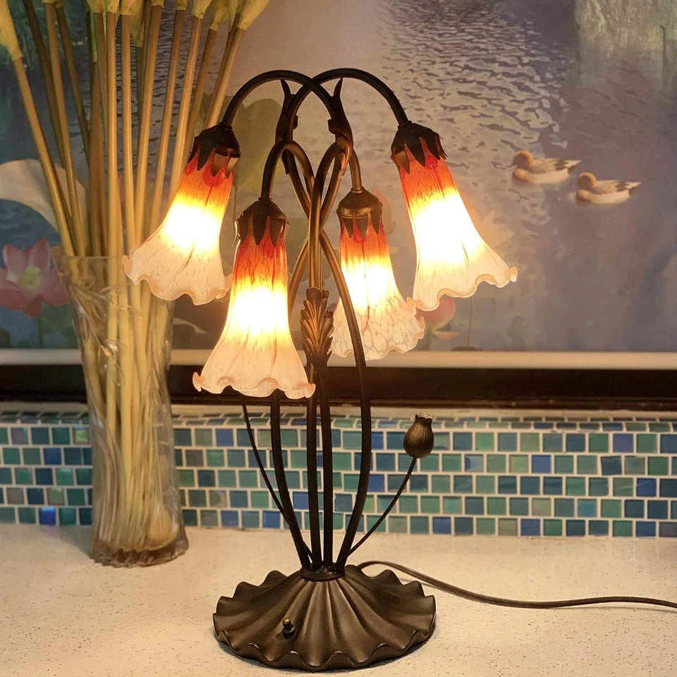 Abajur de mesa L10699 flor lírio vidro soprado acento para sala de estar quarto decoração... - Imagem 2 de 4