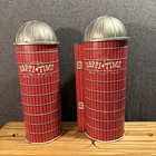 Lot of 2 VINTAGE MARX FARM playset BARN SILOS Happi-Time Farms set Red & White
