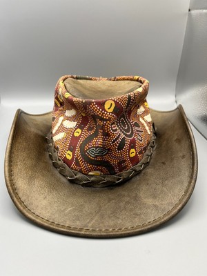 Jacaru Australia Hat Mens M - Brown Kangaroo Leather Handmade Genuine
