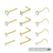 Anillo nariz acero inoxidable perno 20G simulado circonio fosa nasal joyería 5 piezas