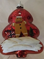 Transpac ornament. Red tree-shaped w/ Gingerbread man, New With Tag.