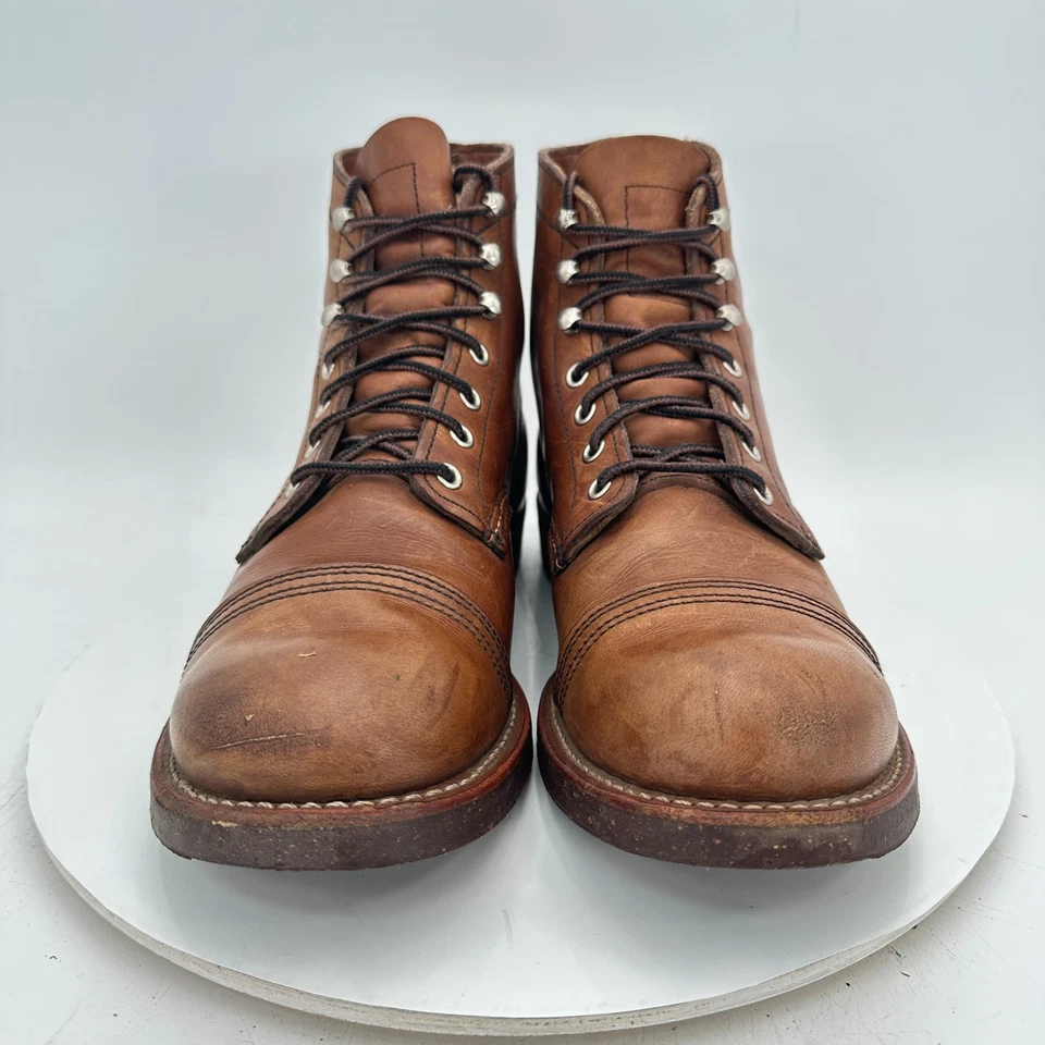 Red Wing Iron Ranger Men Size 9.5 D Medium Brown Leather Cap Toe Ankle Boot - Image 2 of 4