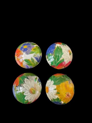 4er Set bunte Blumen Blumen Knopf Abdeckungen Vintage Retro Unikat Z10 - Bild 4 von 5