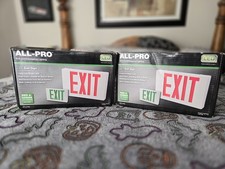 ALL-PRO LED Exit Sign Red/Green Lettering Emergency Sign Two NEW Signs