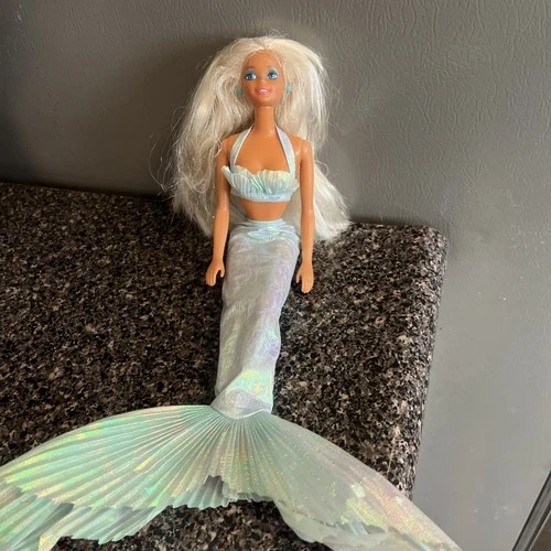 1991 Mermaid Barbie Doll Mattel Vintage Light Blue Tail Loose HTF