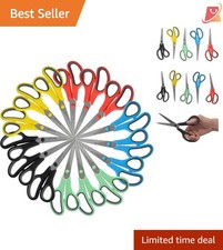 8" Stainless Steel Straight Scissors Pack of 15 Assorted Colors Home Office