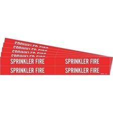 Brady 7268-4-Pk Pipe Marker, White, Sprinkler Fire, Pk5,  7268-4-Pk