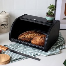 Extra Large Bread Box Roll Top Bin Storage Loaf Kitchen Counter Organiser Metal