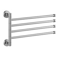 4-Arm Towel Rail Silver Finish– Swivel Wall Mounted Stainless Steel Bath Rack