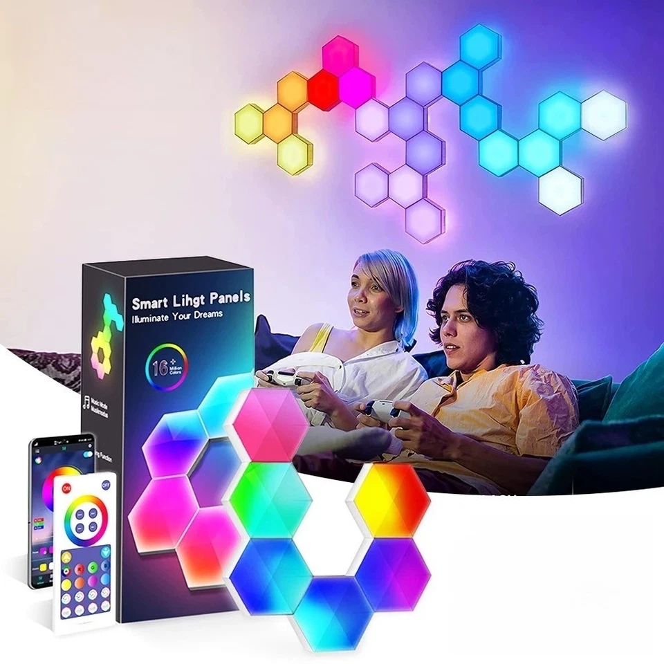 Lámpara de Pared Quantum Light Control por Voz Doodle Gaming Atmosphere Foto 3 de 4