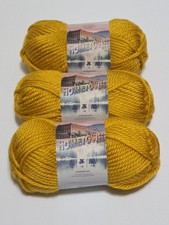 3 Skein Lion Brand 135-159K Hometown Super Bulky Mustard Yarn 5oz 81yd Lot