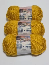 3 Skein Lion Brand 135-159K Hometown Super Bulky Mustard Yarn 5oz 81yd Lot