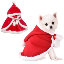 Anelekor Christmas Puppy Cloak Santa Cat Costume Xmas Dog Cape Medium, Red