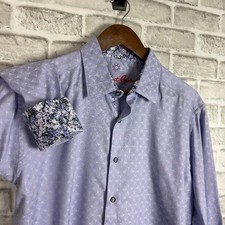 Robert Graham Designer Lavender Flip Cuff Button Up Dress Shirt Mens LARGE