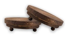 2 Pcs Wood Riser - 3.75' Display Stand for Farmhouse Round - Charred Brown