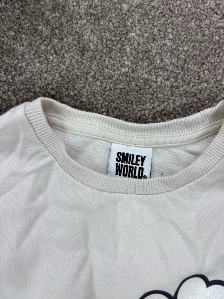 Niñas Smiley World Good Vibes Divertida Linda Sudadera Top 8-9 años Crema Juvenil Foto 3 de 4