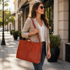 Genuine Leather Tote Bag for Women – Premium Work & Everyday Shoulder Laptop Bag