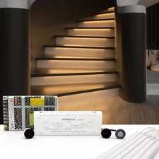Motion-Activated Cascading Effect LED Stair Lighting Kit KMG-3233, 23.6" Alum...