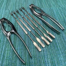 2 Double Jaw Lobster Crab Shellfish Nut Crackers 5 Long Seafood Picks Scoops