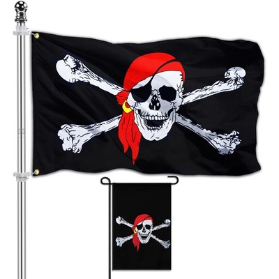 Jolly Roger Flag 4x6 Ft and Garden Flags 12×18 Inch Funny Pirate Flags Wear R...