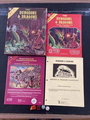 TSR Dungeons and Dragons Basic Box Set + bonus 1977 2nd printing M&T Assortment