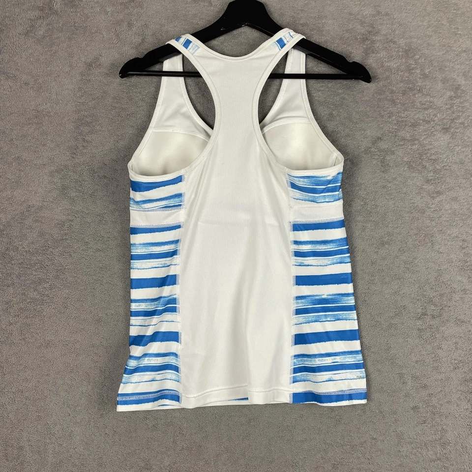 Camiseta sin mangas Nike Dri Fit para mujer grande azul blanco a rayas sujetador incorporado atlético Foto 3 de 4