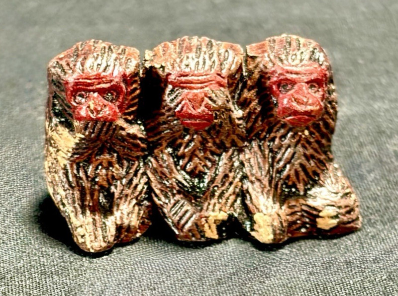 🚨 VINTAGE Miniature Three Monkeys Speak Hear See No Evil Made in Japan 1.25” 🐒