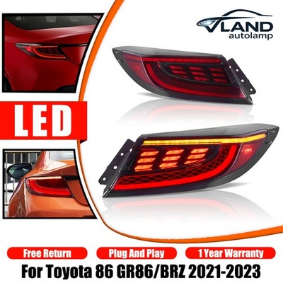 Pair VLAND LED Tail Lights Assembly For Toyota 86 GR86/ Subaru BRZ 2021-2023 Red