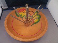 Vintage Wooden Footed Nut Walnut Bowl Nutcracker  5 Picks Included