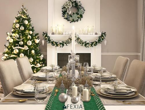 Christmas Table Runner 72 Inches Long Table Runner for Farmhouse 12x72" Green - Imagen 4 de 7