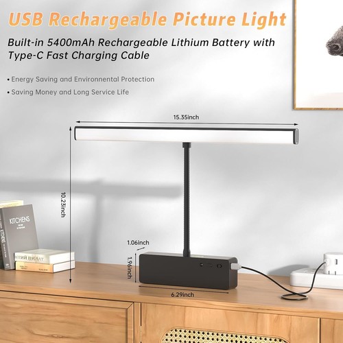 Picture Light with Remote, 15.35inch Wireless Rechargeable Battery Wall Light - Picture 6 of 6