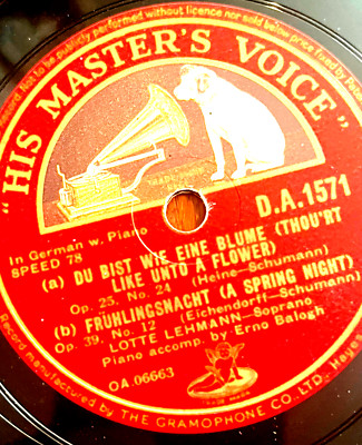 Lotte Lehmann   Du Bist Wie Eine Blume / Alte Laute   HMV 78rpm Record