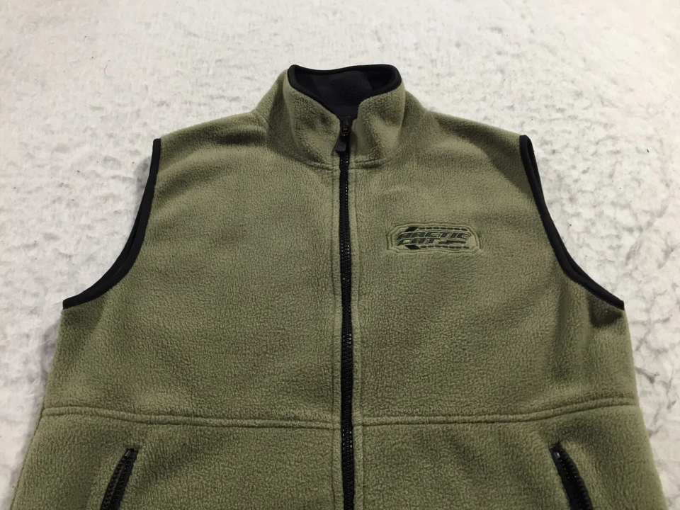 Arctic Wear By Arctic Cat Fleece Vest Mens S Green Sleeveless Logo - Image 3 of 4