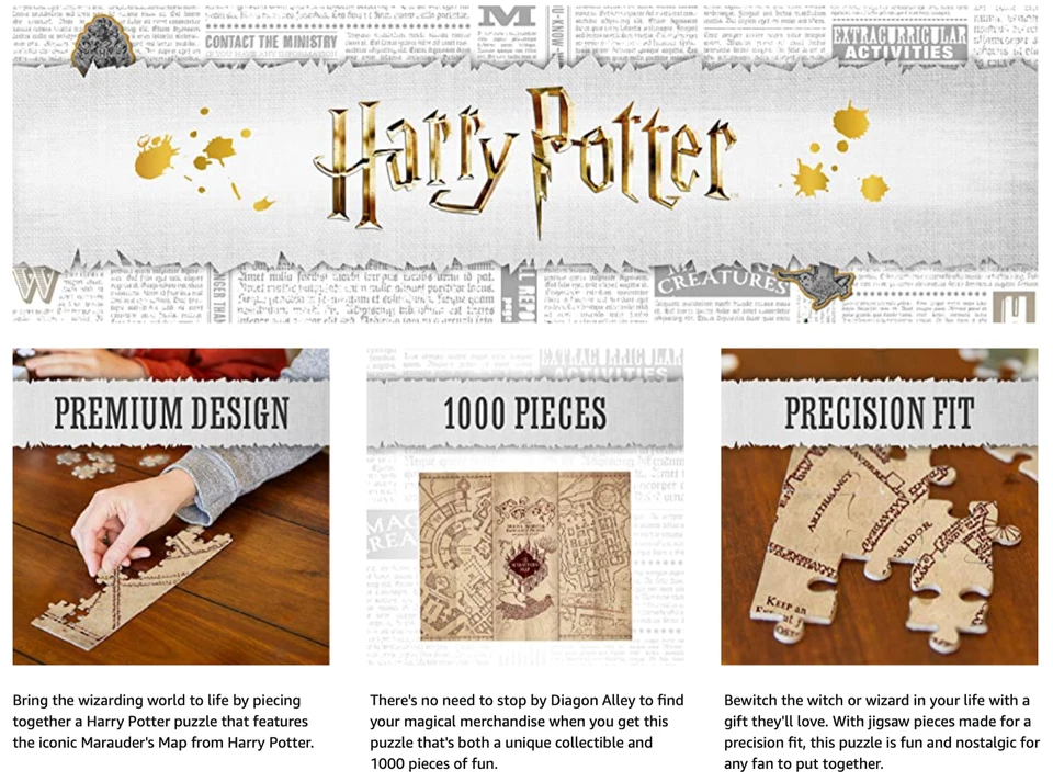 Rompecabezas de mapa de Harry Potter Los Merodeadores Paladone (1000 piezas) 24 pulgadas x 30 pulgadas Foto 4 de 4