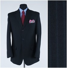 Mens Striped Black Sport Coat 40R US Size BRYANH Blazer Jacket