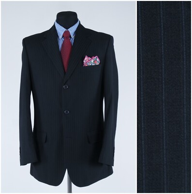 Gestreifter schwarzer Herrenblazer 40R UK-Größe Bryanh Sport Mantel Jacke