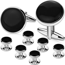 Men  s Cufflinks and Tuxedo Studs Set Suitable for Black Suit White Shirts on ...