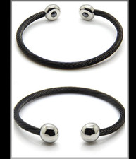 18k White Gold Black Ionic Magnetic Bio Energy Bracelet Cuff Stress Arthritis