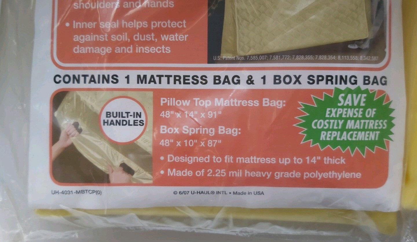 UHaul Twin Mattress Bag Set 1 Mattress Bag & 1 Box Spring Bag (NEW