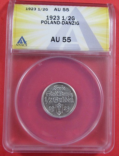 1923 1/2G Poland - Danzig ANACS AU55. Rare Date. Very pleasing. (1124167)