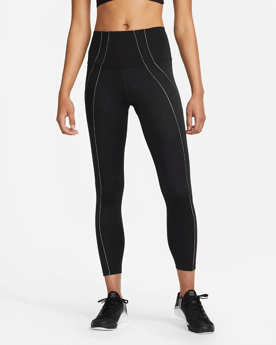 NIKE Women's YOGA Dri-FIT Yoga High-Waist 7/8 Metallic Trim