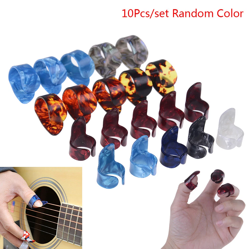 Guitar 10x Plectrum Nail Picking Thumb Finger Picks Stainless Steel cellu qy