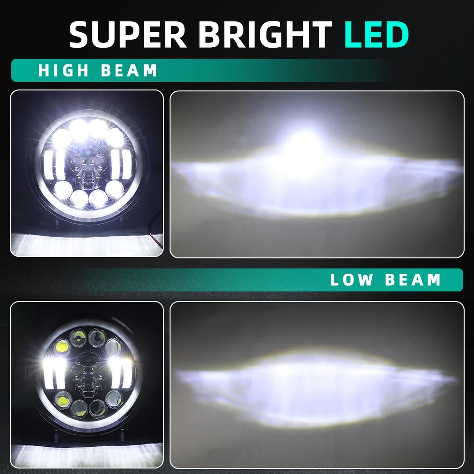 For Victory V92 C/SC/TC Kingpin Vegas 7" LED Headlight Assembly Turn Signals DRL - Image 4 of 4