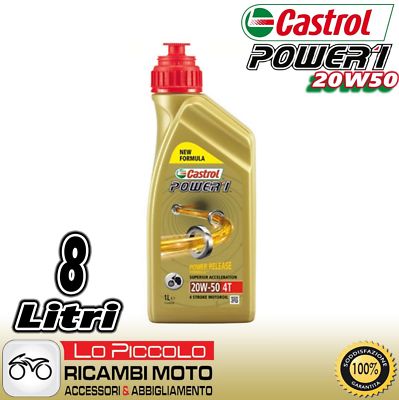 MOTORÖL 4T CASTROL POWER 1 20W-50 20W50 MOTORRAD 4-TAKT SCOOTER - 8 L LITER