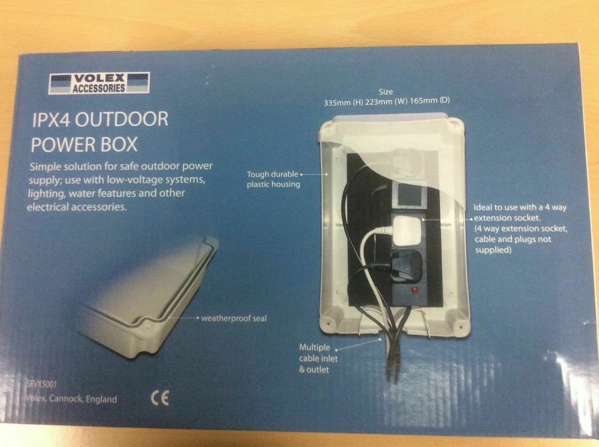 IP54 Weatherproof Outdoor Electric Socket Box Garden Power Christmas Lights