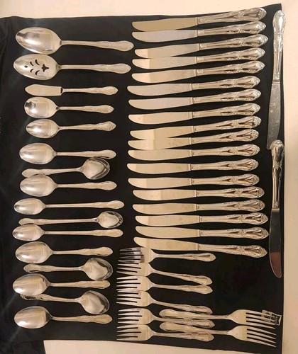 WMA Rogers Oneida Ltd Fenway Daydream Rose Stainless Flatware 44 Piece Mixed Lot