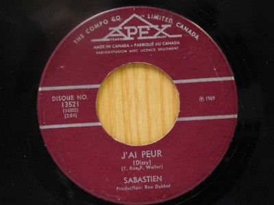 Sabastien 45 J'ai Peur bw Ce N'est Pas Facile D'aimer - Apex VG++ Canadian