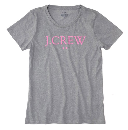 J.Crew Factory - Women's S - NWT - Heather Grey/Neon Pink Logo Collector Tee - Picture 3 of 3