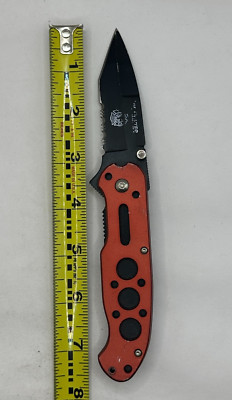 Fire Fighter Knife  Serrated Locking Folding Pocket Clip