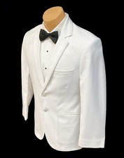 41R 34W Men  s White Tuxedo Jacket  Black Pants   Connery by Red Sleeve
